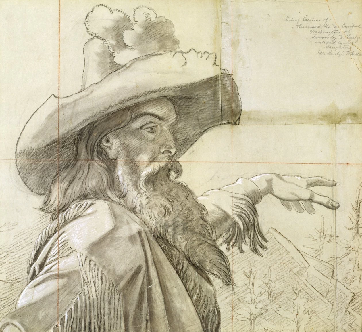 Particolare del cartone animato per il murale Westward the Course of Empire
